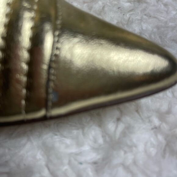 Liliana Metallic Gold Quilted Patterned Stitch Pointy Toe Stiletto Boots SZ 6.5 - Picture 15 of 16